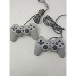 Sony PSone Analog Controller SCPH-110 PS1 Gray Good 2-Pack Wired Gamepads